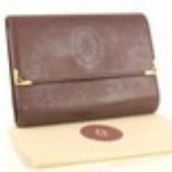 Cartier Trifold Wallet Bordeaux x Leather Authentic Used - Picture 3 of 13